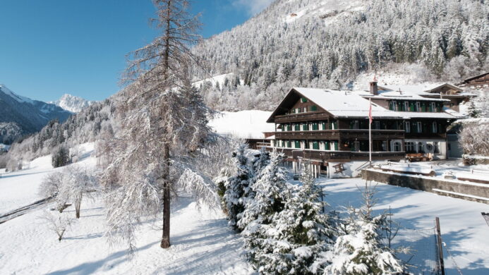 A traditional Swiss boarding chalet nestled between the beautiful Swiss Alps!